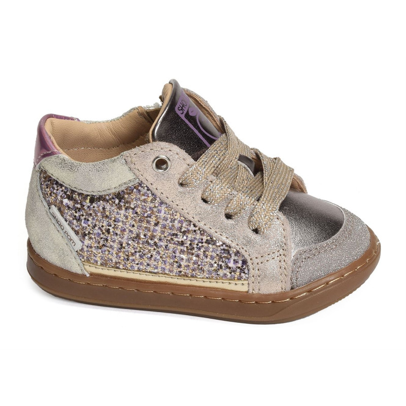 BOUBA CONNECT GIRL GLITTER Platine, Chaussures à Lacets Shoopom