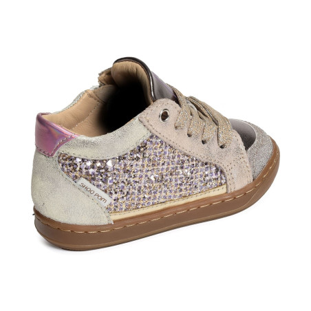 BOUBA CONNECT GIRL GLITTER Platine, Chaussures à Lacets Shoopom