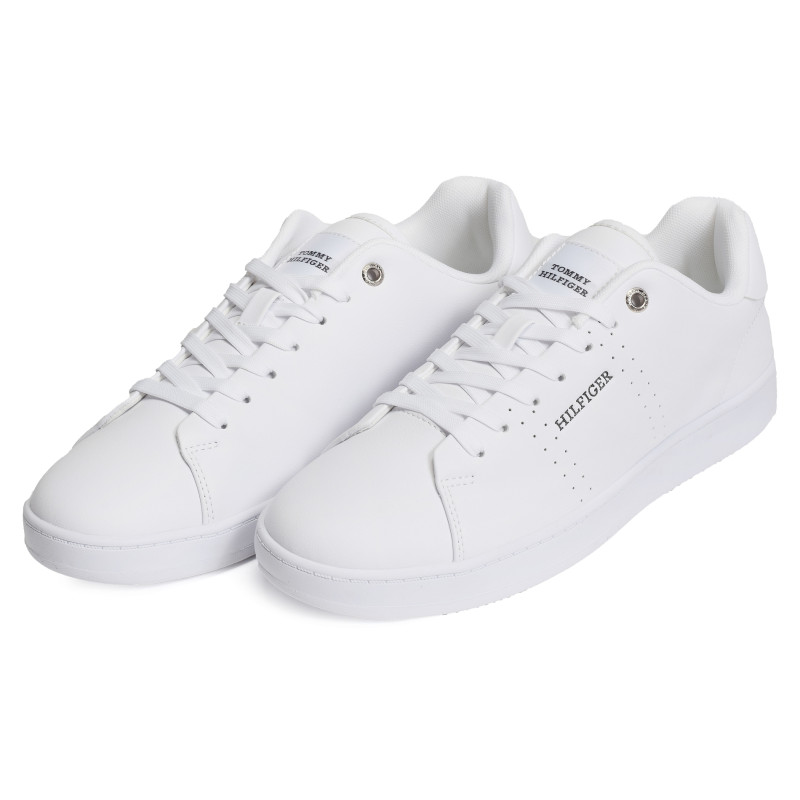 COURT CUPSOLE RWB LTH 4966 Blanc, Sneakers basses Tommy Hilfiger