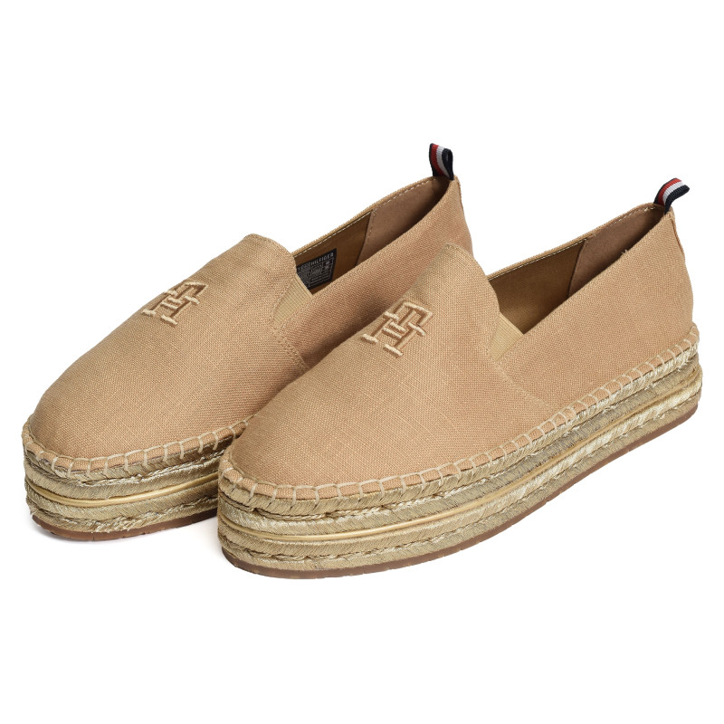 TH EMBROIDERED GOLD FLATFORM 8061 Beige Or, Espadrilles Tommy Hilfiger