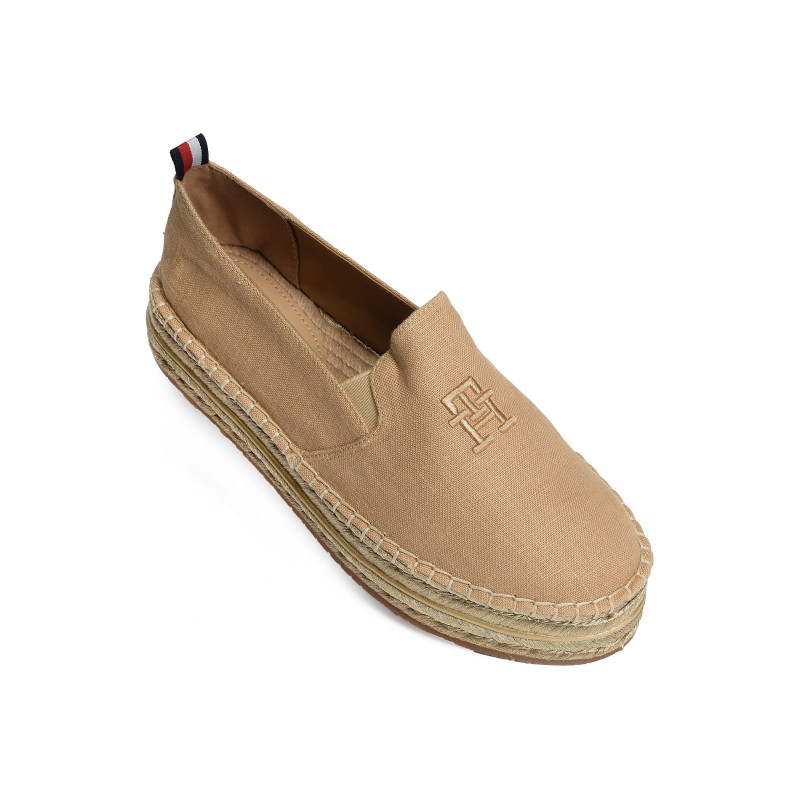 TH EMBROIDERED GOLD FLATFORM 8061 Beige Or, Espadrilles Tommy Hilfiger