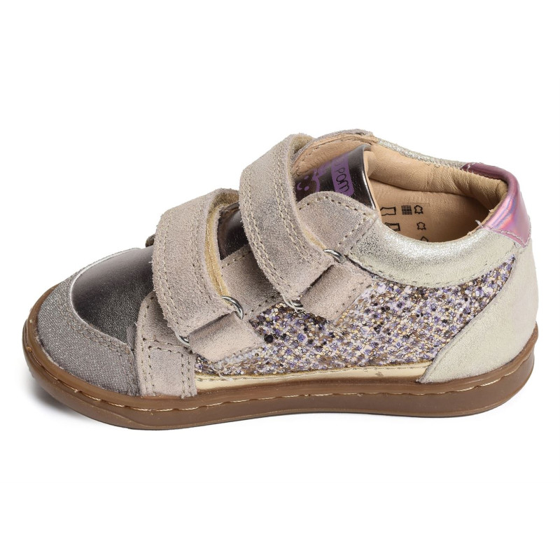 BOUBA EASY CONNECT GLITTER Or, Chaussures à Scratch Shoopom