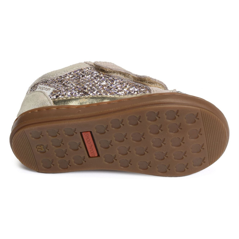 BOUBA EASY CONNECT GLITTER Or, Chaussures à Scratch Shoopom