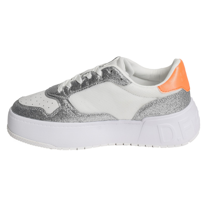 COURT BASIC MESH GLITTER Blanc Argent, Sneakers basses D.Franklin